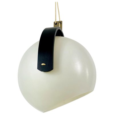 Black Wood and White Plastic Pendant Lamp from Temde, 1970s-PUK-699865