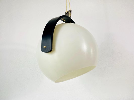 Black Wood and White Plastic Pendant Lamp from Temde, 1970s-PUK-699865