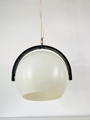 Black Wood and White Plastic Pendant Lamp from Temde, 1970s-PUK-699865