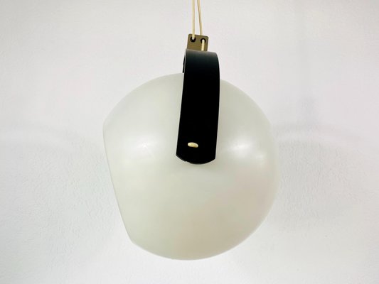 Black Wood and White Plastic Pendant Lamp from Temde, 1970s-PUK-699865