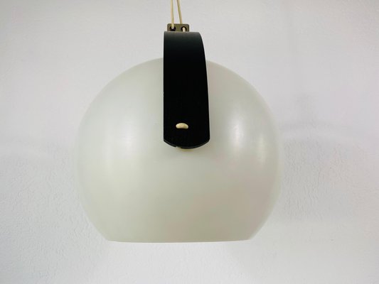 Black Wood and White Plastic Pendant Lamp from Temde, 1970s-PUK-699865