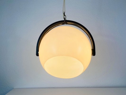 Black Wood and White Plastic Pendant Lamp from Temde, 1970s-PUK-699865