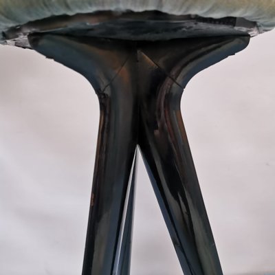 Black Wood & Brass Stool by Paolo Buffa-VJY-1153445