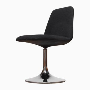 Black Wool and Chrome Tulip Base Vinga Swivel Chair by attributed to Börje Johanson, Sweden-JE-1398403