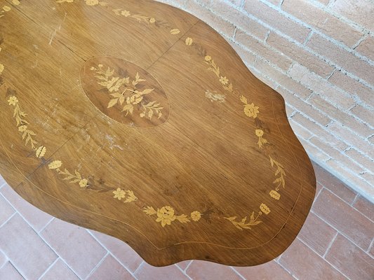 Blond Walnut Biscuit Table with Maple Inlays, Pink Maple and Mahogany, 1940s-ZUW-1799548