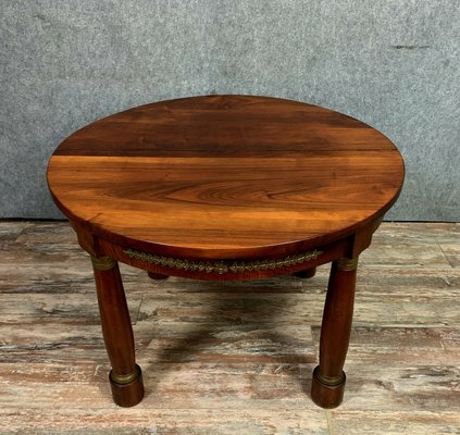 Blond Walnut Empire Table with Golden Bronzes Decor Belt Tray, 1900s-MWB-1145349