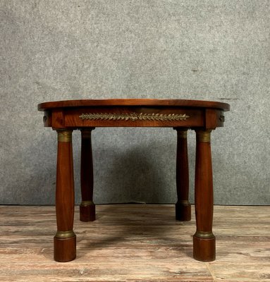 Blond Walnut Empire Table with Golden Bronzes Decor Belt Tray, 1900s-MWB-1145349