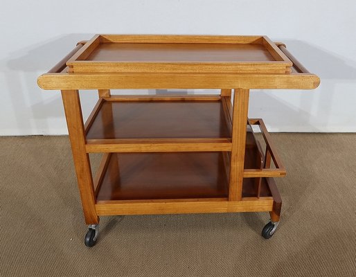 Blonde Mahogany Table with Wheels, 1960s-RVK-1142126