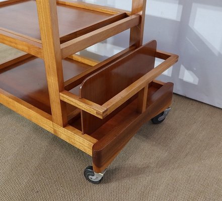 Blonde Mahogany Table with Wheels, 1960s-RVK-1142126