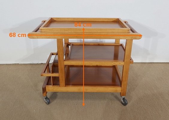 Blonde Mahogany Table with Wheels, 1960s-RVK-1142126