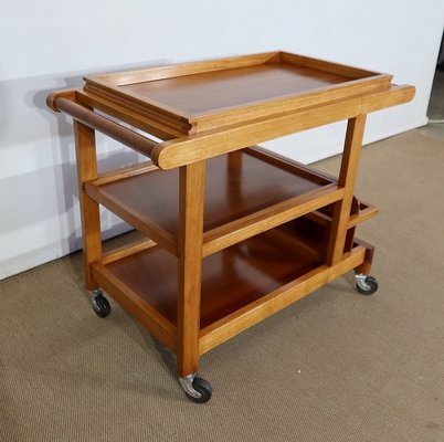 Blonde Mahogany Table with Wheels, 1960s-RVK-1142126