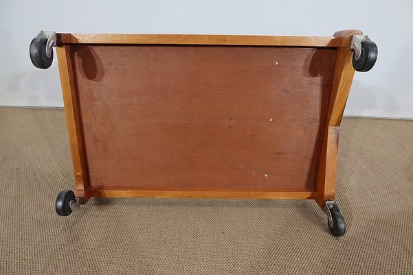 Blonde Mahogany Table with Wheels, 1960s-RVK-1142126