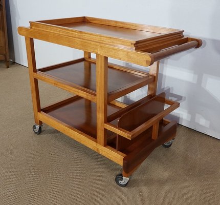 Blonde Mahogany Table with Wheels, 1960s-RVK-1142126