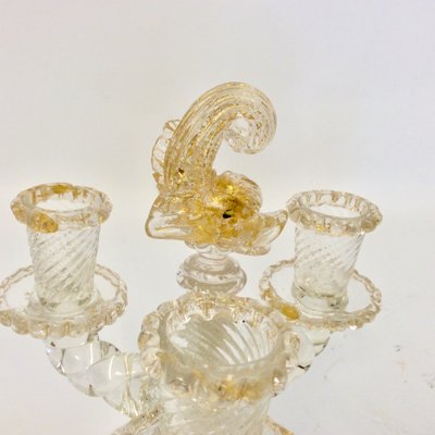 Blown Glass Candleholder from Barovier & Toso, 1950s, Set of 2-QZG-1365003