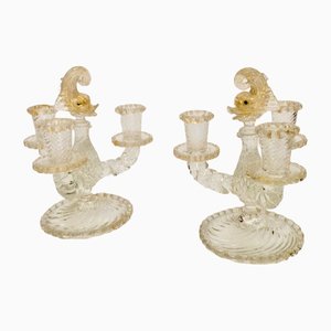 Blown Glass Candleholder from Barovier & Toso, 1950s, Set of 2-QZG-1365003