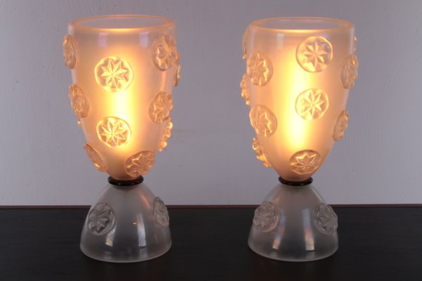 Blown Murano Glass Table Lamps by Barovier and Toso, 1950s, Set of 2-EZZ-1107082