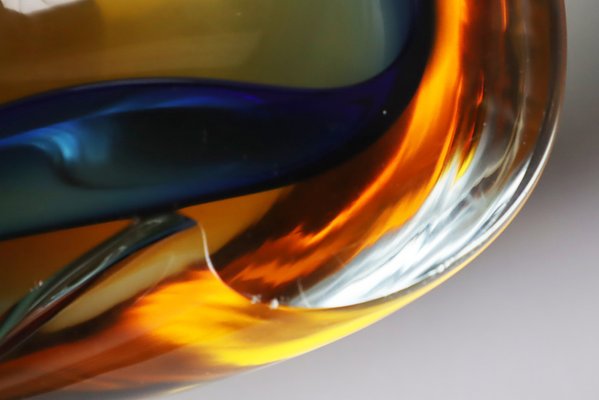 Blue Amber-Colored Murano Glass Bowl, 1950s-ESB-1806215