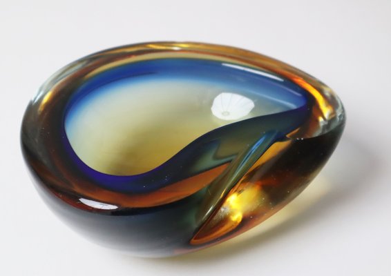 Blue Amber-Colored Murano Glass Bowl, 1950s-ESB-1806215