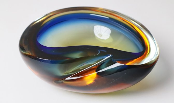 Blue Amber-Colored Murano Glass Bowl, 1950s-ESB-1806215