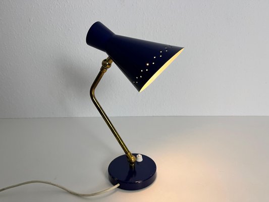 Blue and Brass Table Lamp from Stilnovo, Italy, 1960s-PUK-1416529