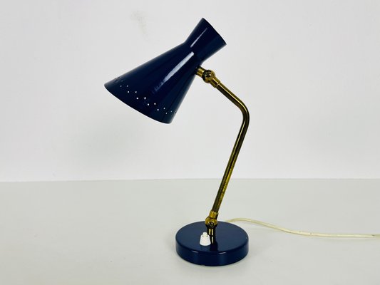 Blue and Brass Table Lamp from Stilnovo, Italy, 1960s-PUK-1416529