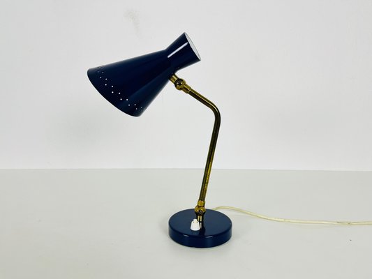 Blue and Brass Table Lamp from Stilnovo, Italy, 1960s-PUK-1416529