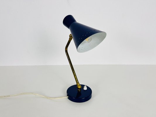 Blue and Brass Table Lamp from Stilnovo, Italy, 1960s-PUK-1416529