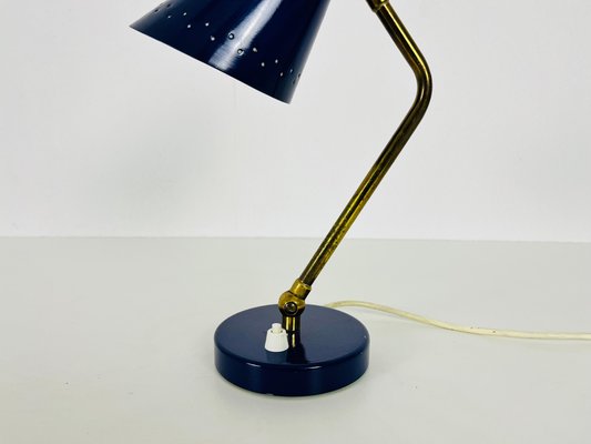 Blue and Brass Table Lamp from Stilnovo, Italy, 1960s-PUK-1416529