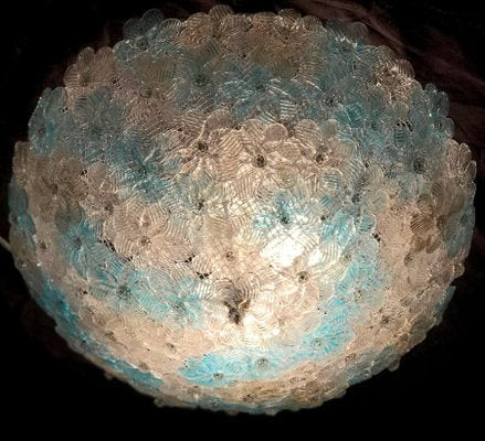 Blue and Ice Murano Glass Ceiling Lamp from Barovier & Toso, 1970s-MBH-1032001