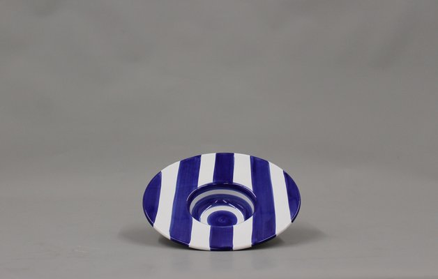 Blue and White Striped Ceramic Bowl from Solimene-DPP-1113241