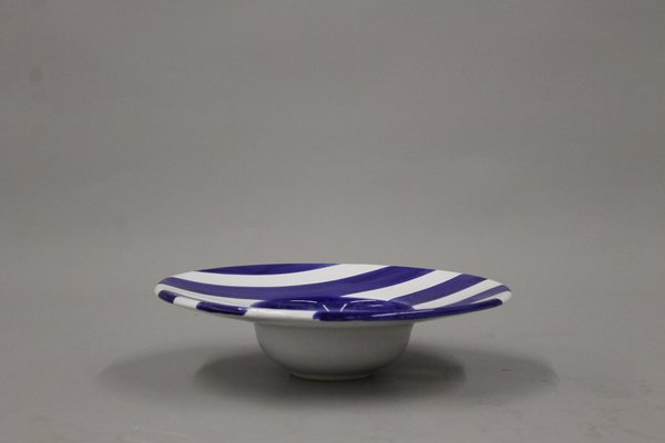 Blue and White Striped Ceramic Bowl from Solimene-DPP-1113241