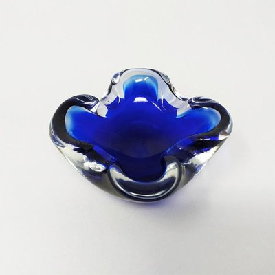 Blue Ashtray or Vide Poche by Flavio Poli for Seguso, 1970s-QGR-857893