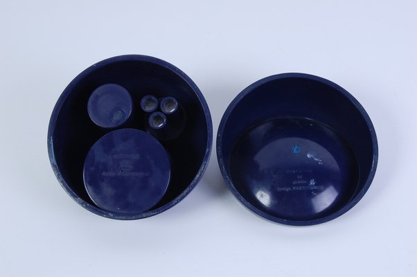 Blue Bathroom Set by Makio Hasuike for Gedy, 1970s, Set of 5-XSG-1352990