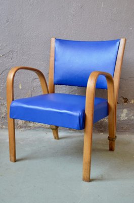 Blue Bow Wood Lounge Chair from Steiner, 1950s-AIU-962391