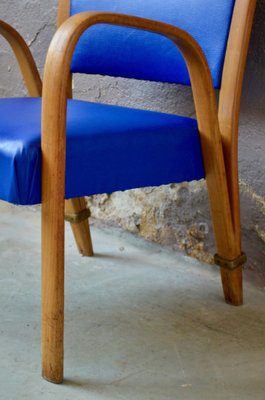 Blue Bow Wood Lounge Chair from Steiner, 1950s-AIU-962391