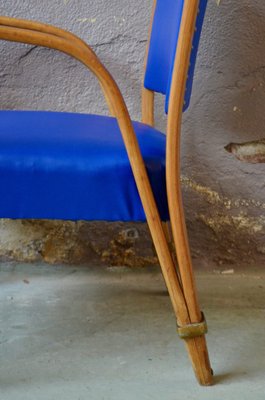 Blue Bow Wood Lounge Chair from Steiner, 1950s-AIU-962391