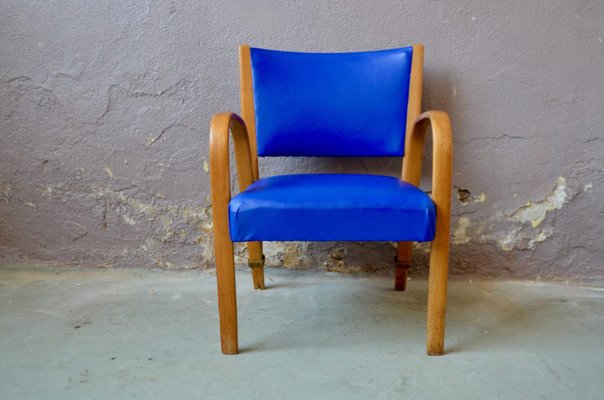 Blue Bow Wood Lounge Chair from Steiner, 1950s-AIU-962391