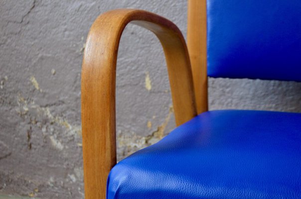 Blue Bow Wood Lounge Chair from Steiner, 1950s-AIU-962391