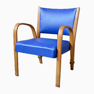 Blue Bow Wood Lounge Chair from Steiner, 1950s-AIU-962391