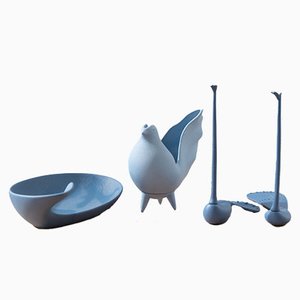 Blue Ceramic Home Accessories from Lineasette Ceramiche, 2000s, Set of 4-KNM-845159