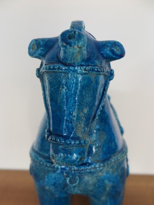 Blue Ceramic Horse Sculpture by Aldo Londi for Bitossi Fiorentino, 1960-CC-1768706