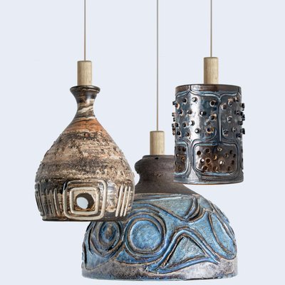 Blue Ceramic Pendant Light, Denmark, 1970-VDW-1756147