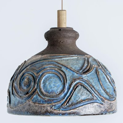 Blue Ceramic Pendant Light, Denmark, 1970-VDW-1756147