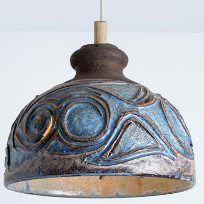 Blue Ceramic Pendant Light, Denmark, 1970-VDW-1756147