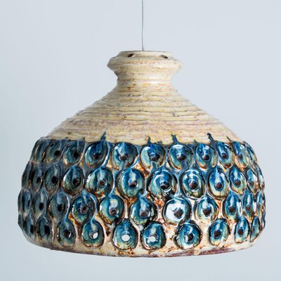 Blue Ceramic Pendant Light, Denmark, 1970-VDW-1756136