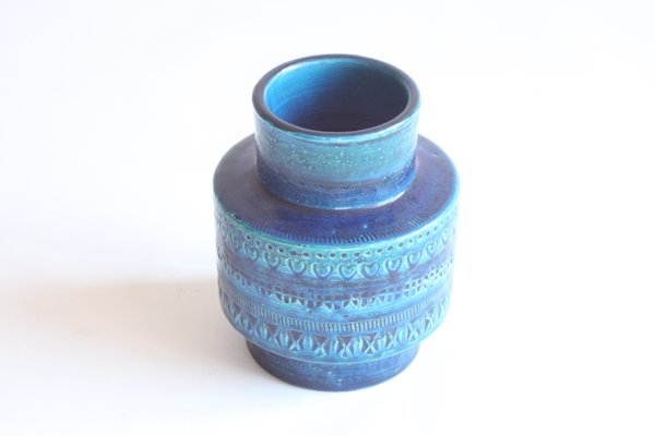 Blue Ceramic Rimini Vase by Aldo Londi for Bitossi, 1960s-PLT-1414892