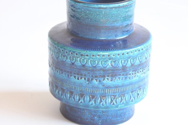 Blue Ceramic Rimini Vase by Aldo Londi for Bitossi, 1960s-PLT-1414892