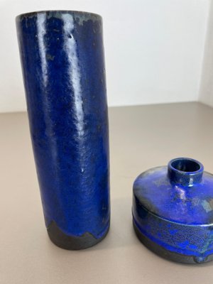 Blue Ceramic Studio Vase by Gerhard Liebenthron, Germany, 1970s, Set of 2-QZ-1149883