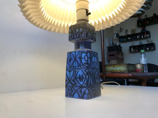 Blue Ceramic Table Lamp by Nils Thorsson for Royal Copenhagen & Fog & Morup, 1970s-LCR-713515