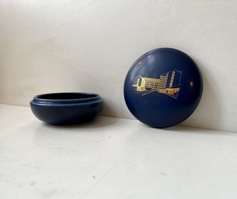 Blue Ceramic Trinket Jar by Nils Thorsson for Aluminia, 1950s-LCR-1729642